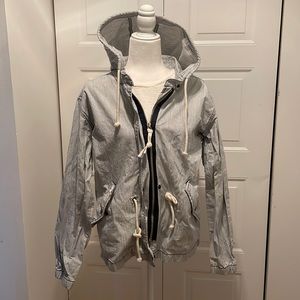 GAP Women’s Striped Hooded Parka (Blue/White) Size Small